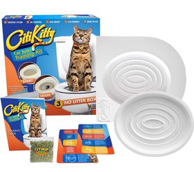"As seen in the shark tank" toilet training set, for cat, White