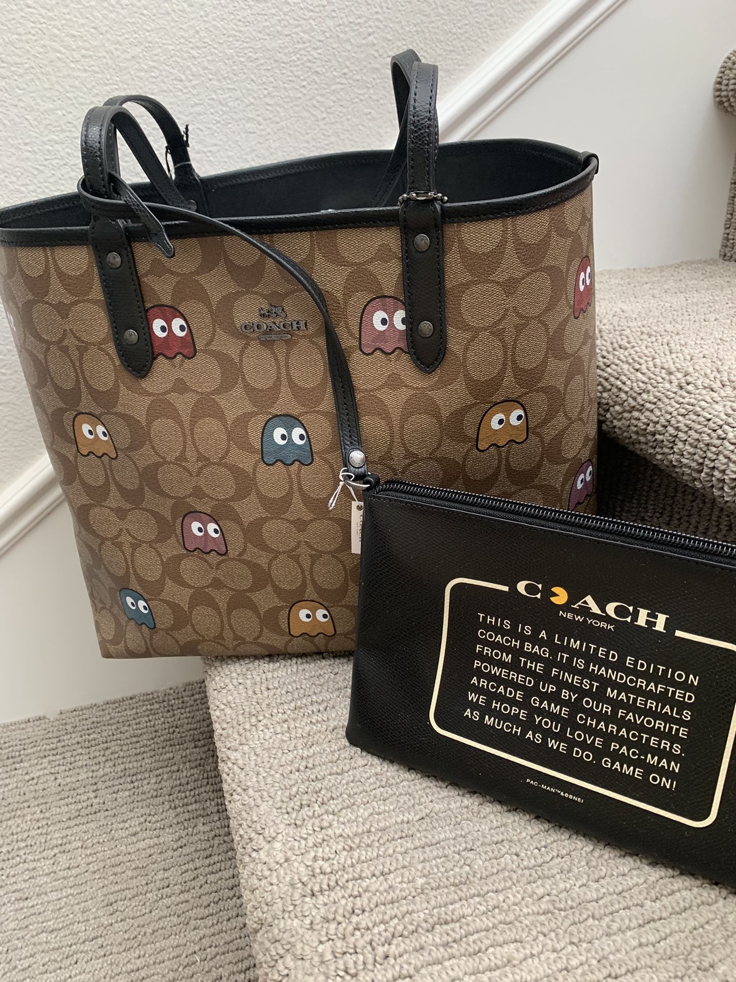 New With Tags Coach PAC MAN Reversible City Tote Purse Bag With 