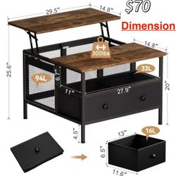 😀 Lift Top Coffee Table, Square Coffee Table Metal Wood, Farmhouse Lift Up Coffee Tables Cocktail Table with Wire Mesh Barn Door and Storage