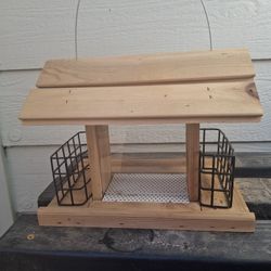 Wooden Bird Feeder W Food