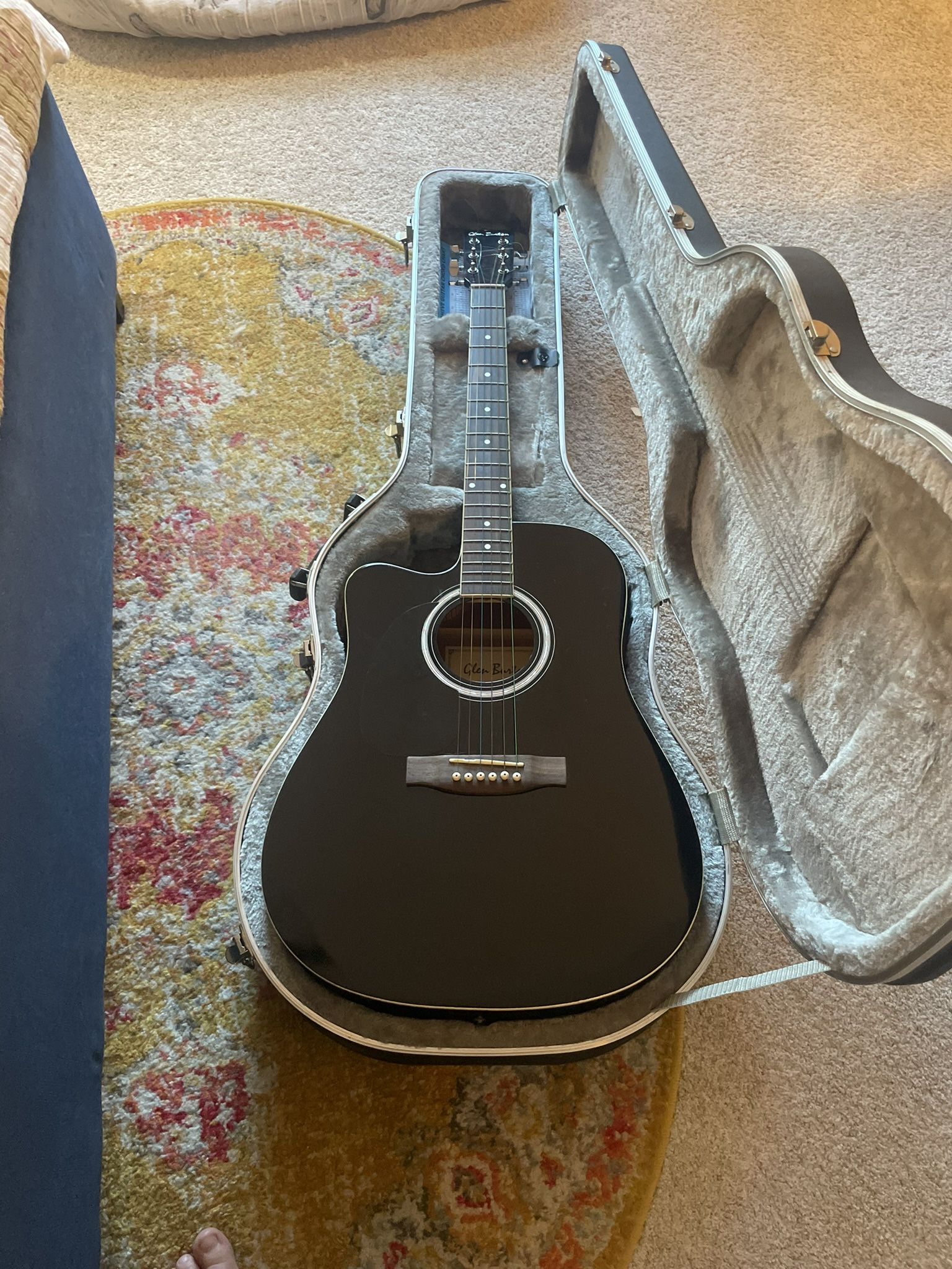Glen Burton Left Handed Guitar And Case