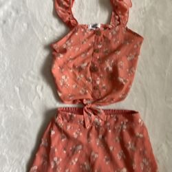 Speechless Girls' Sleeveless Tie Front Top and Skirt Set