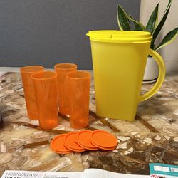 Tupperware Jarra Grande 3.7lts Vasos Con Tapa 470ml