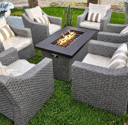 new patio set with fire pit