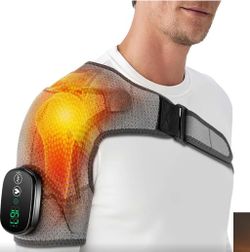 Shoulder Heating Pad with Massage, Heated Shoulder Wrap for Pain Cordless, Heated Shoulder Brace for Women Men Rotator Cuff Pain and Frozen Shoulder

