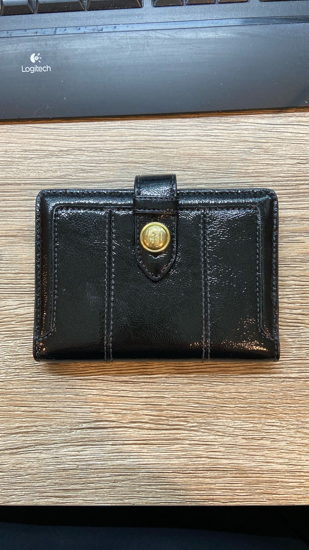 Coach Card Holder, Black Leather