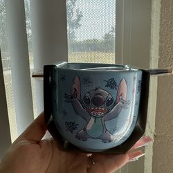Disney Stitch Ceramic Bowl & Chopsticks 🥢 16oz Brand New / 