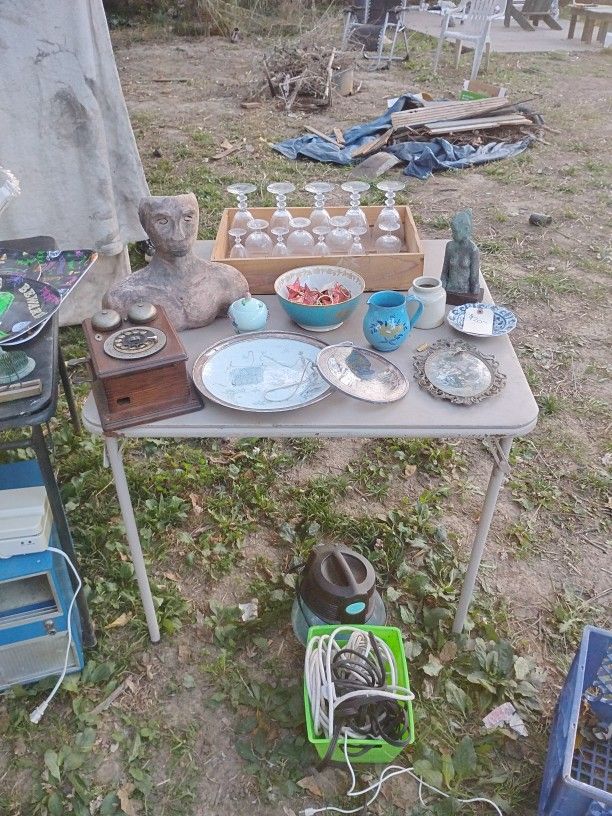 Rotary Phone!!!!!! And Sculptures! Antiques Plate Ware!