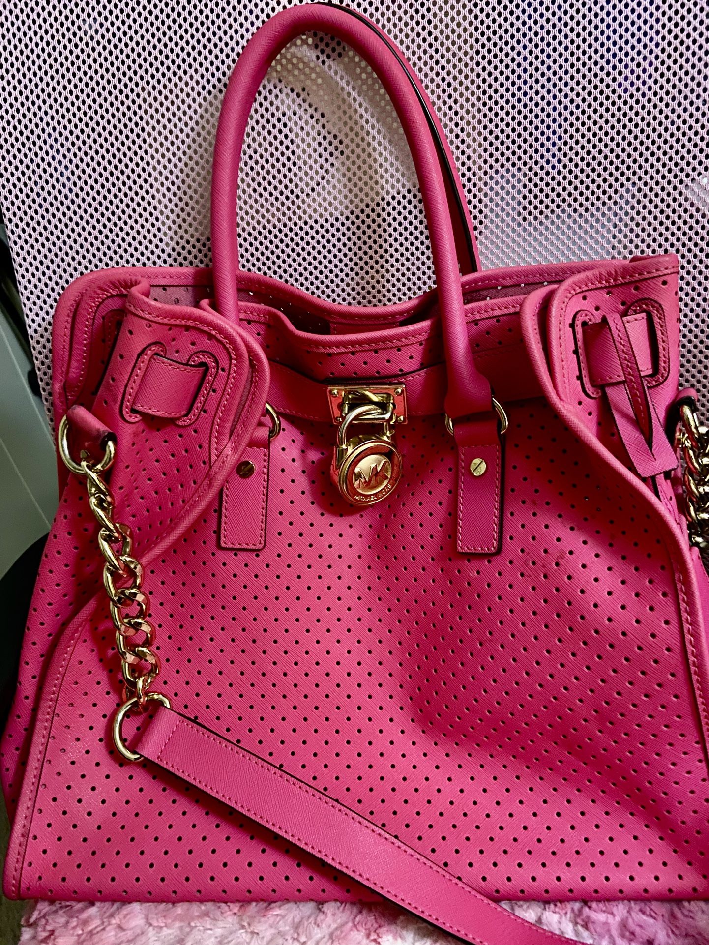 Michael Kors Hot Pink Leather Handbag