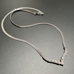 Silver-tone Rhinestone V-Shape Necklace