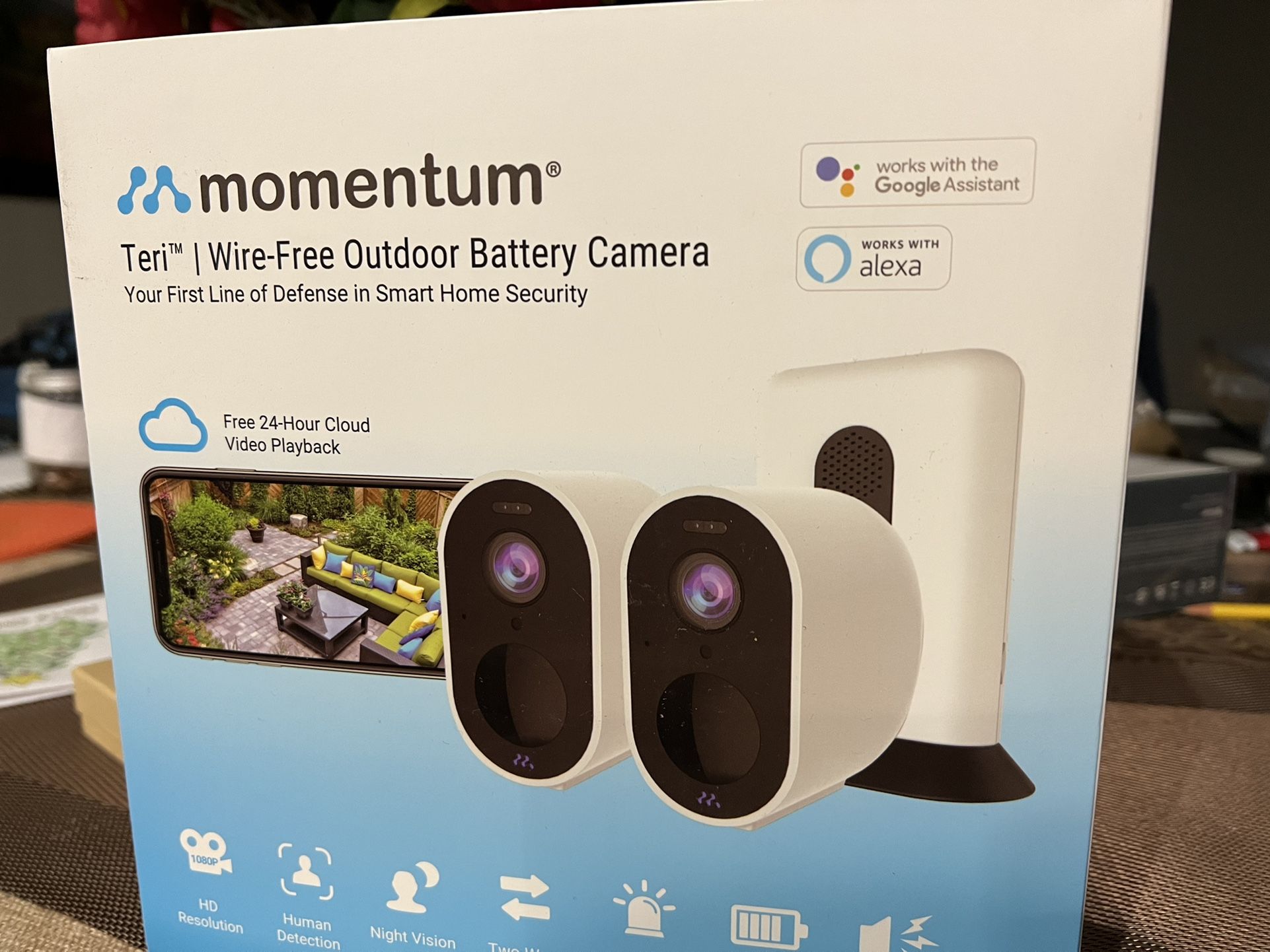 Brand New.Momentum Teri 1080P Outdoor Wire-Free Security System