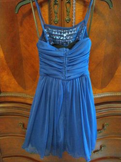 Royal Blue Cocktail Dress Gorgeous Bejeweled Bodice Neckline