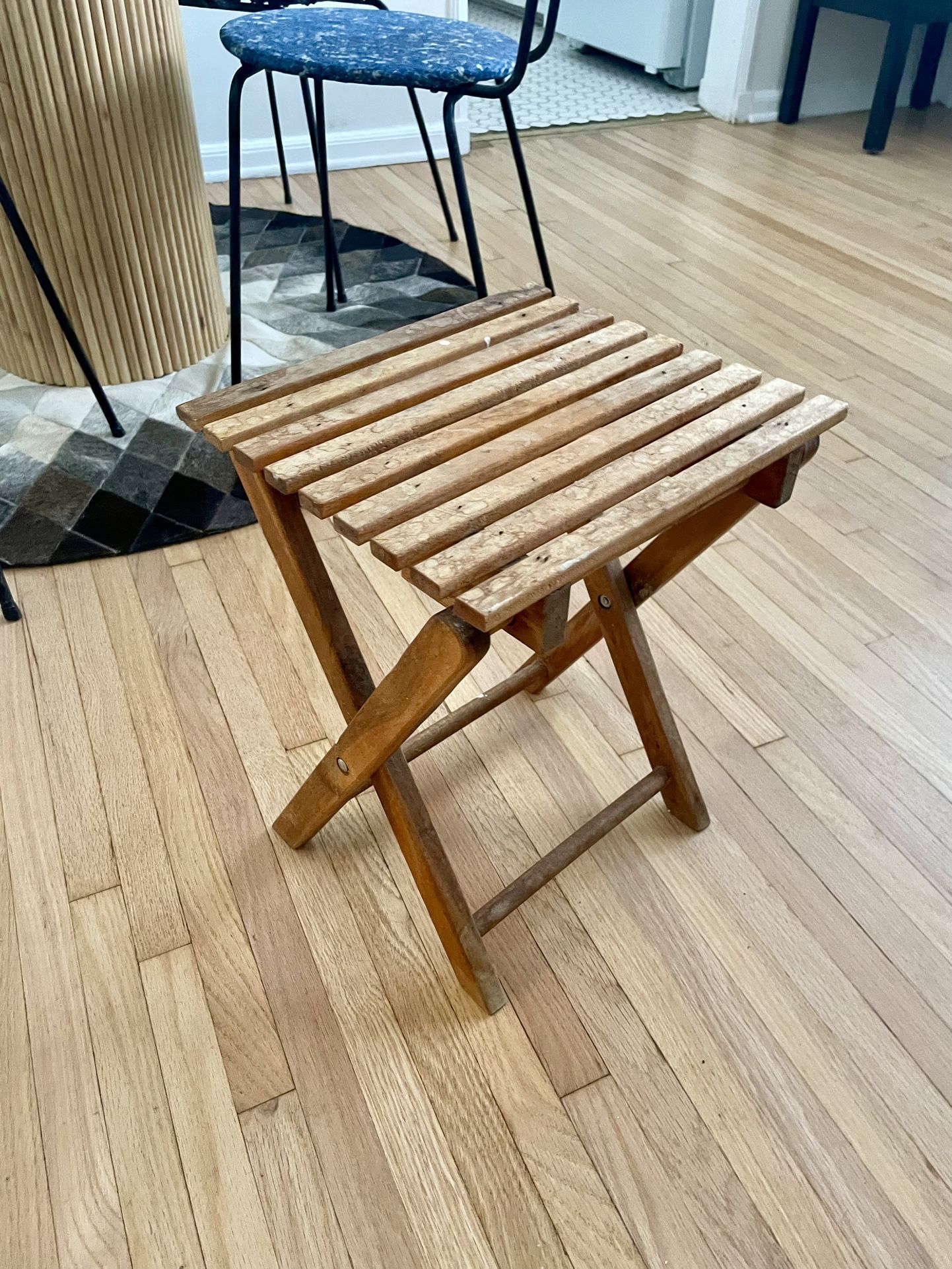 Small Wooden Garden or Accent Stool Or Plant Stand – Foldable