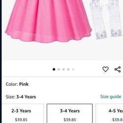 Pink Princess Dress for Girls - Princess Costume-NEW/NUEVO