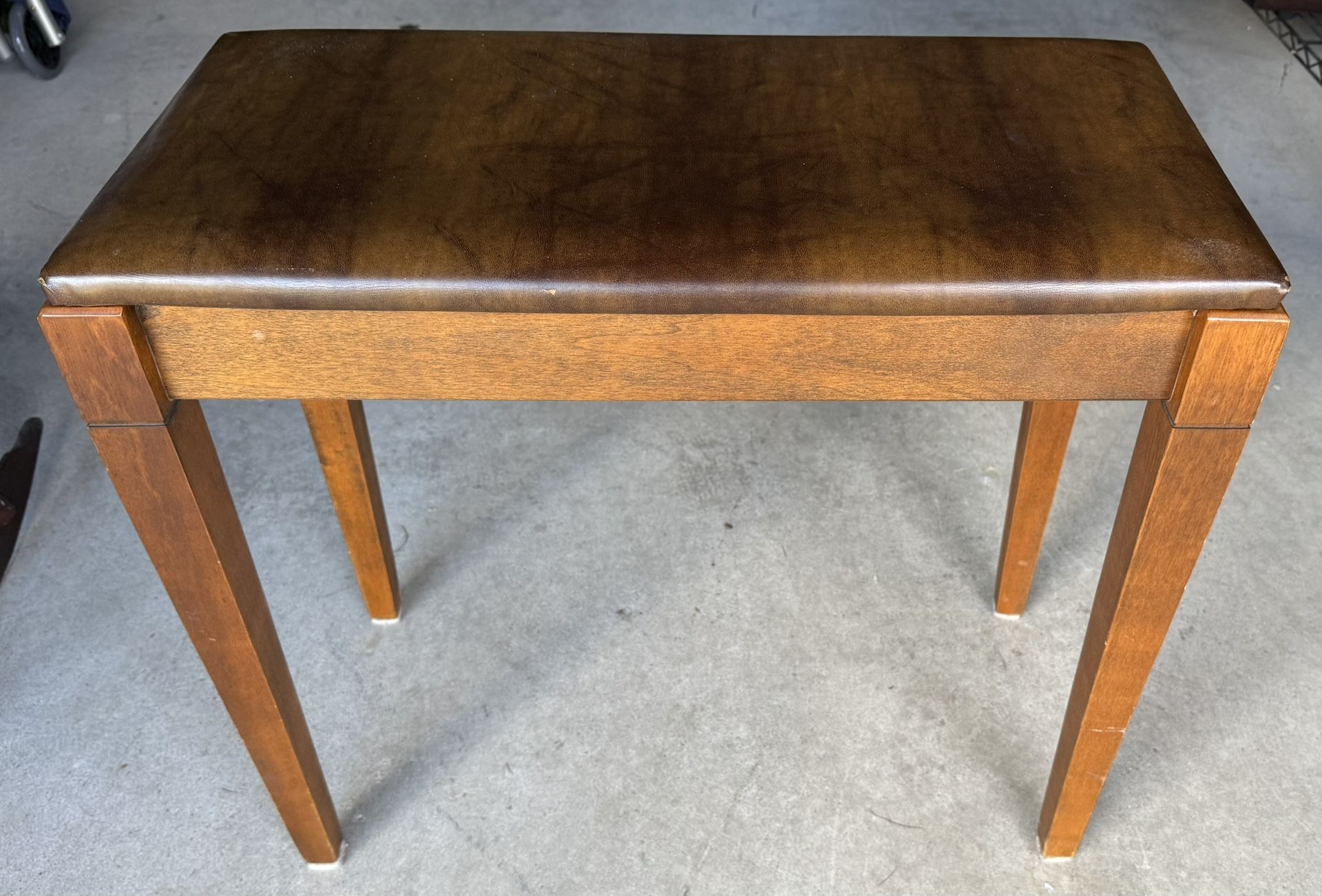 Vintage Piano Stool with Leather Top Nice Shape for Age! 25”L x 13”W x 21”H