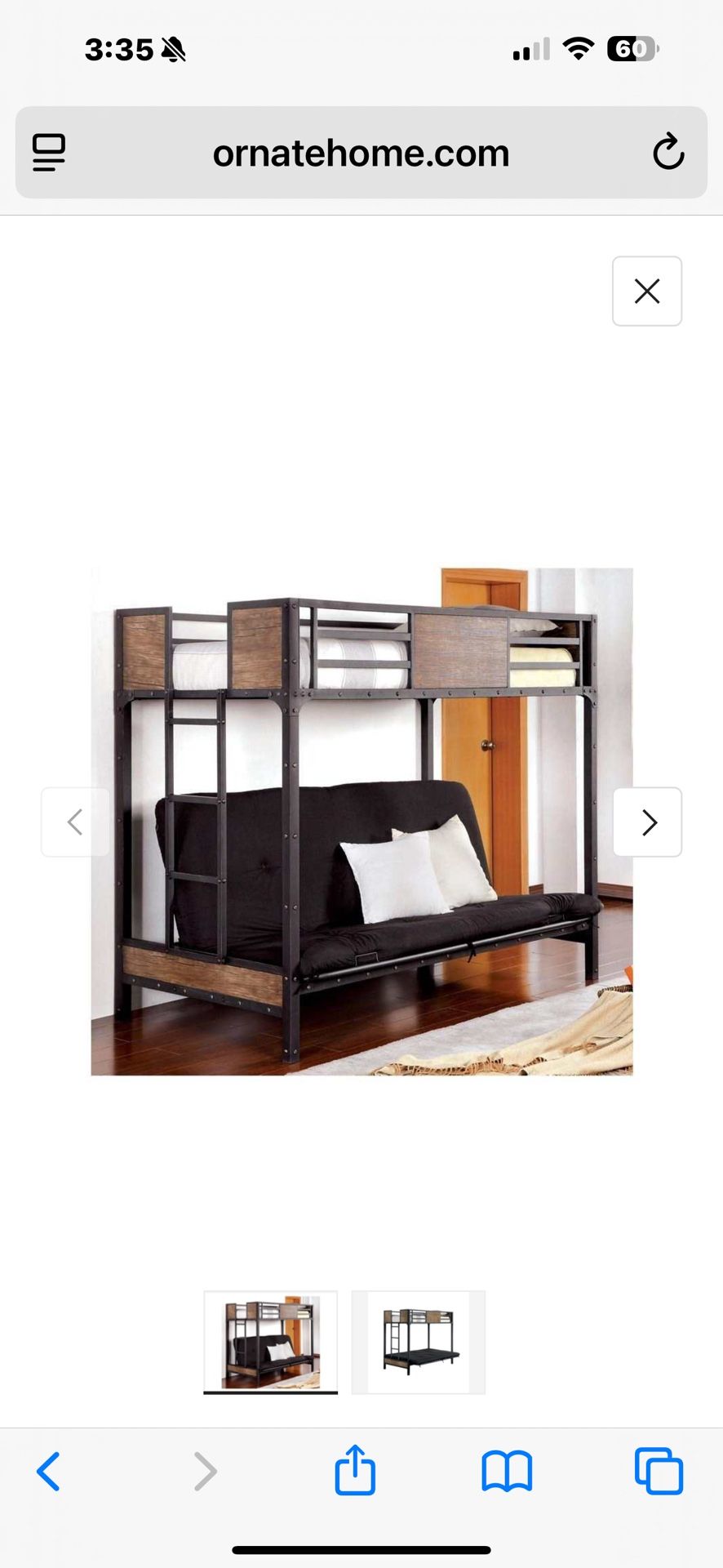 Clapton Black Twin Loft Bed with Futon Base