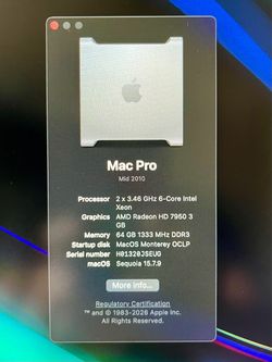 Apple Mac Pro 2x3.46 64gb Radeon HD 7950 3gb PCI NVMe USB3