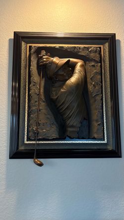 Bill Mack -Framed 3D Bronze Golf Swing Relief Wall Art