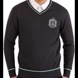 Wizarding World Of Harry Potter Unisex Black Slytherin Patch uniform Cardigan Sweater 2X, black/green, machine washable, 100% cotton, RN#55219, made c