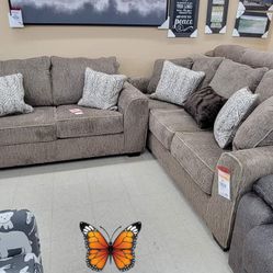 Olin Chocolate Living Room Set Sofa and Loveseat Finance and Delivery Available 