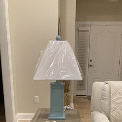 Coastal Shutter 24” Lamp, Resin Blueish-Green, New  * Very Nice Quality *