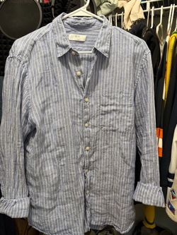 Uniqlo Blue Striped Linen Button-Down Shirt