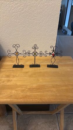 Set of 3 Decorative Metal Wire Cross Figurines