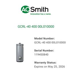 BRAND NEW AO Smith 40-Gallon Gas Water Heater 