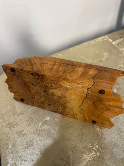 Handmade Walnut Burl Wood Box with Lid Live Edge Rustic