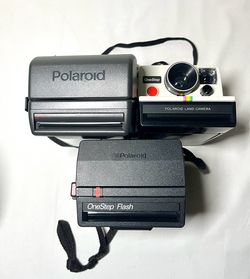 Polaroid Vintage Vtg Flash Land Cameras Lot of 3 Untested Very Clean Used