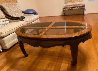 Coffee table - wood with glass top
