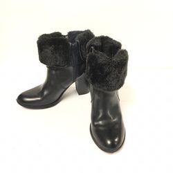 Croft & Barrow Faux Fur Boot Black Booties Size 10