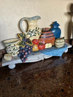 Vintage Still Life Kitchen Wall Plaque. 21"x 12"