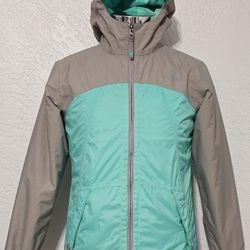 The North Face Dryvent Jacket Rain Coat Soft Fuzzy Liner Girls XL 18 Tiff Blue