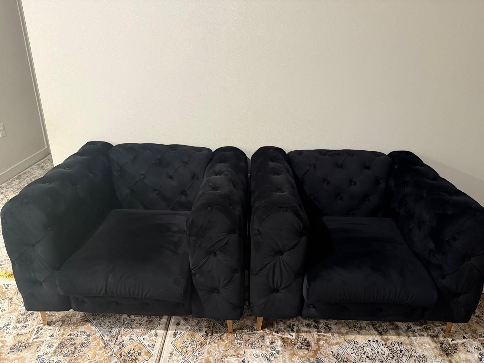 Three Black Sofa 