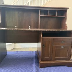 FREE brown wood desk with hutch and drawers 