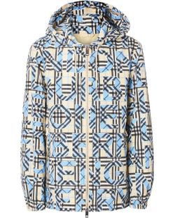 Burberry Logo Print Check Hooded Jacket Size L