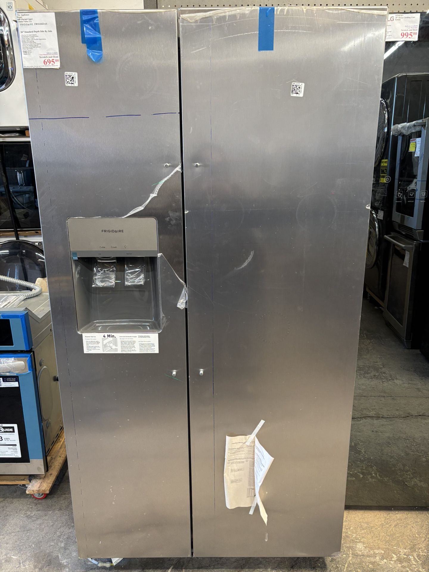 New Frigidaire 36” 25.6 Cu Ft Side By Side Refrigerator