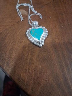 ATI Mexico Sterling Silver & Turquoise Heart Pendant