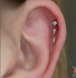 14k Rose Gold Diamond Drop Single Earring
