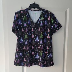Christmas Scrub Top Large