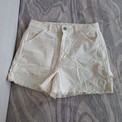 Women American Eagle Highest Rise 90s Boyfriend Shorts in Cream Size 8