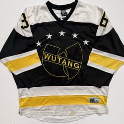 🔴Wu-Tang Hockey Jersey Size Medium Wu-Wear Black White Yellow Killarmy Rza