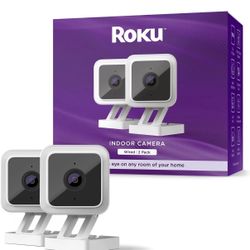 Roku CS1000P25 Smart Home Indoor Camera (2-Pack) Wired Security 1080p HD *NEW*