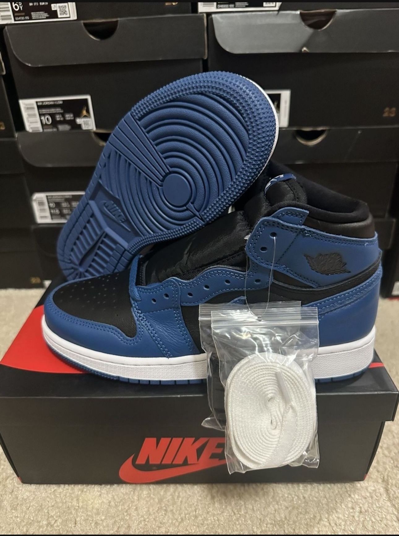 Nike Air Jordan 1 High Marina Blue Black. 575441-404 Size 7Y Brand New