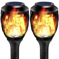 Grand patio Outdoor Solar Lights, Water-Resistant Flickering Flames Torch Light, Landscape Decoration Lighting, Pack of 2