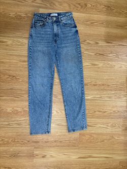 High-Waist Straight Leg Blue Jeans