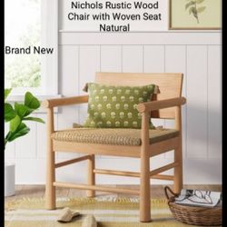 Brand New Nichols Rustic Wood Chair With Woven Seat Natural Natural Threshold 