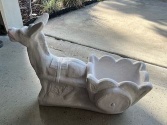 Concrete Burro & Cart. Cart is Planter