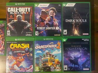 Xbox Series X Games Lot of 7 - Elden Ring Nightreign, SF6, Dark Souls Remastered, Crash 4
